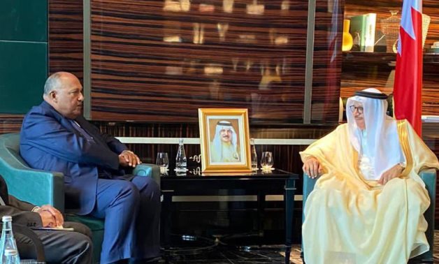 Egyptian Foreign Minister Sameh Shoukry met with Bahraini Foreign Minister Dr. Abdullatif bin Rashid al-Zayani on Sunday in the capital, Manama- press photo