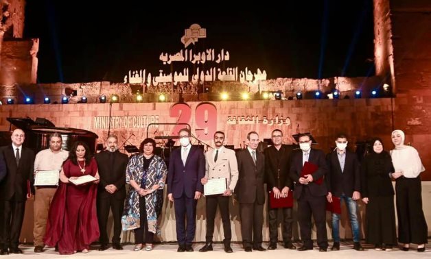 Egypt’s Minister of Tourism & Antiquities  Khaled el-Enani with Minister of Culture Inas Abdel Dayem during the opening ceremony - Min. of Tourism & Antiquities