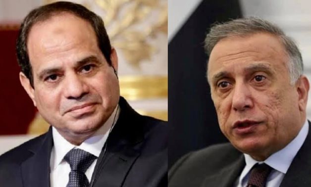 Egyptian President Sisi (L) and Iraqi Prime Minister Mustafa al-Kadhimi (R)- Press photo from Egyptian Presidential Spokesman Bassam Radi Facebook page.