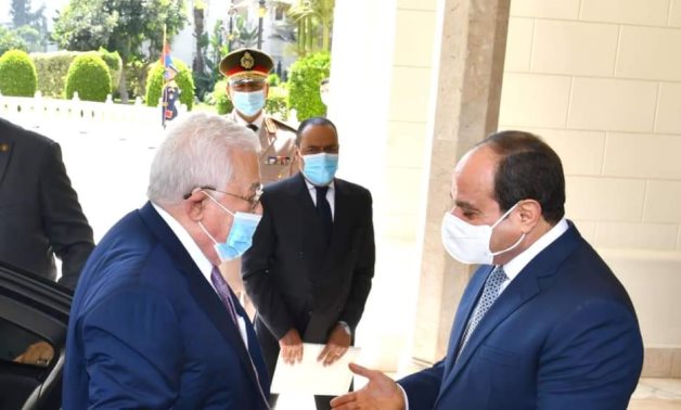 File: Egyptian President Abdel Fattah El-Sisi receives his Palestinian counterpart, Mahmoud Abbas, in Cairo - Egyptian Presidency.