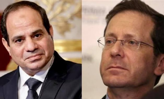Egypt's President Abdel Fattah El-Sisi and Israeli President Isaac Herzog - file photos