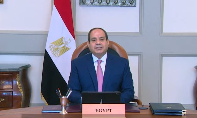 Egypt’s President Abdel-Fattah El-Sisi delivers a speech during the first edition of Egypt's International Cooperation Forum (ICF) – Presidency/screenshot