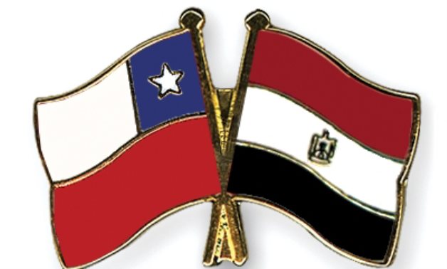 Egyptian - Chilean Flags - Crossed Flags Pin
