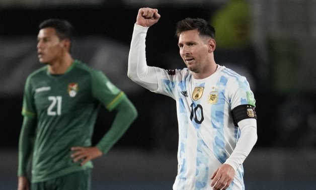  El Monumental, Buenos Aires, Argentina - Lionel Messi celebrates scoring their first goal Pool via REUTERS/Natacha Pisarenko