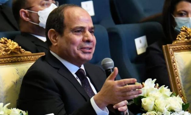 Egypt's President Abdel Fattah El-Sisi speaks during the ceremony to launch the National Strategy for Human Rights