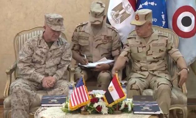 Chief of Staff Mohamed Farid and Commander of the U.S. Central Command (Centcom) Kenneth Mckenzie meeting in Egypt on September 12, 2021on the sidelines of "Bright Star 2021" exercises. Press Photo