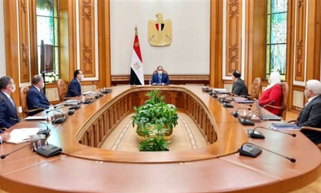 President Abdel Fatah al-Sisi's meeting with ministers on social insurance on September 19, 2021. Press Photo 
