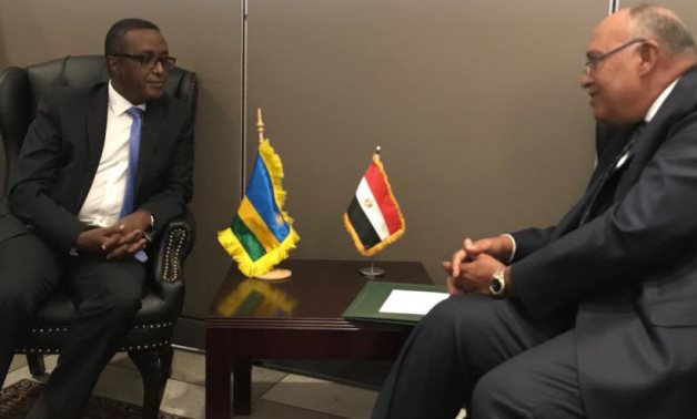Egypt's FM Sameh Shoukry and his Rwandan counterpart Vincent Biruta on the sidelines of UNGA 76