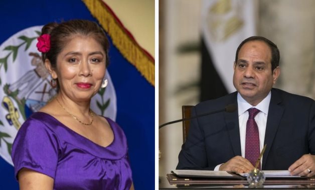 Egypt’s President Abdel Fattah El Sisi (R) and Froyla Tzalam, Governor General of Belize (L) - File photos