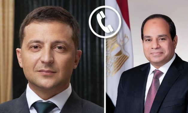 President Abdel Fattah El Sisi received a phone call from his Ukrainian counterpart Volodymyr Zelensky on Saturday- press photo
