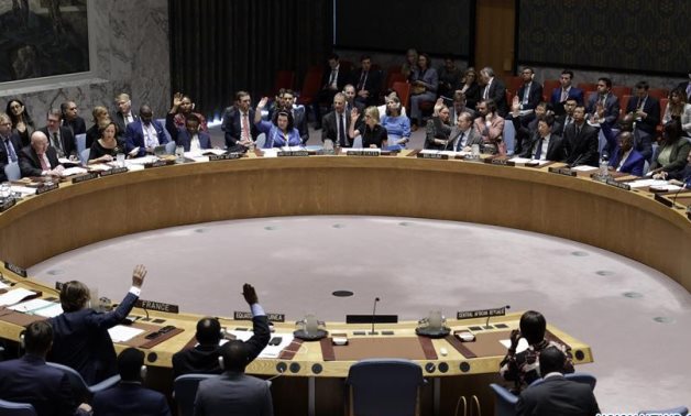 Photo taken on Sept. 12, 2019 shows that the United Nations Security Council votes on a draft resolution to renew the mandate of the UN Support Mission in Libya (UNSMIL) at the UN headquarters in New York