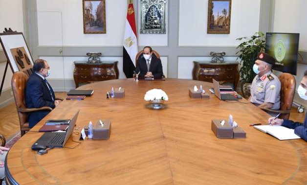 President Abdel Fattah El-Sisi was briefed on Monday on the status of a number of projects implemented by the Armed Forces Engineering Authority- press photo