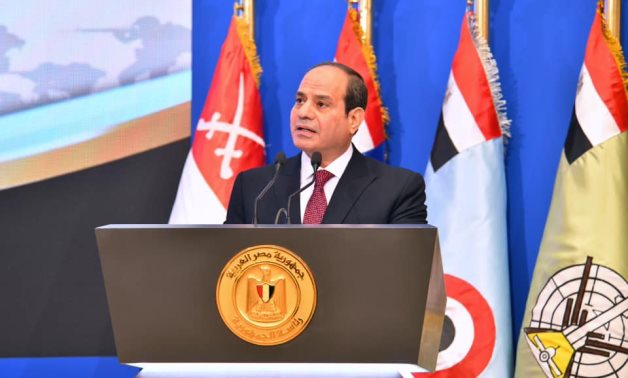 Egypt’s President Abdel Fattah El-Sisi speaks during the cultural symposium on the October war anniversary on Wednesday - Egyptian Presidency