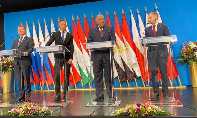 Egyptian Foreign Minister Sameh Shoukry and Foreign Ministers of the Visegrad group - Press photo