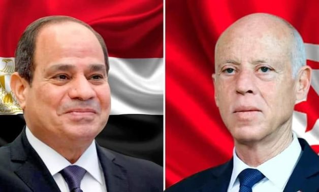 Egypt’s President Abdel Fattah El-Sisi (L) and his Tunisian counterpart, President Kais Saied – Egyptian Presidency 