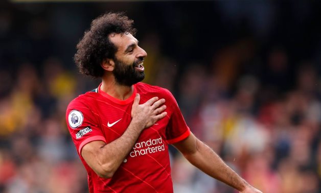 Salah celebrates his goal against Watford, Reuters 