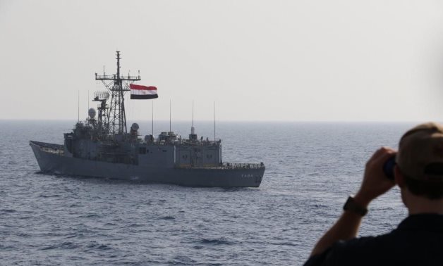 Egyptian frigate taking part in one the exercises with Greek, Spanish, and American naval forces in October, 2021. Press Photo