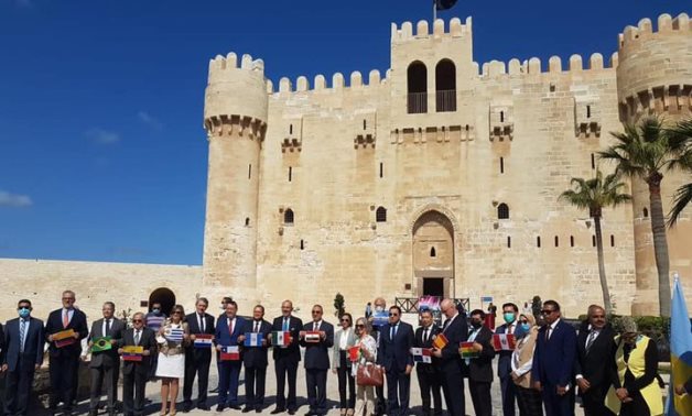 The delegation of Ibero-American countries' ambassadors during visit to Alexandria's Citadel Of Qaitbay - Min. of Tourism & Antiquities