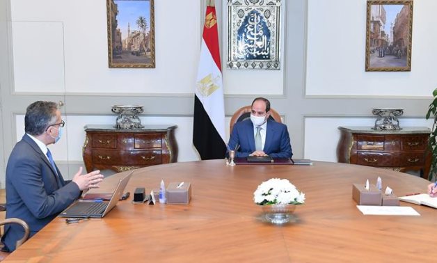 Egypt’s President Abdel Fattah El-Sisi holds a meeting with Khaled El-Anany, Minister of Tourism and Antiquities – Presidency