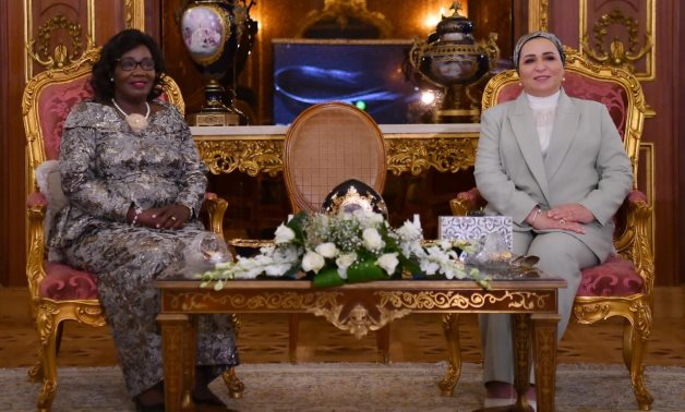 Entissar El-Sisi, Egypt’s First Lady and her counterpart of Central African Republic, Brigitte Touadera – Official Facebook account of Entissar El-Sisi