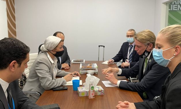 Egyptian Minister of Environment Yassmine Fouad met with her Swedish counterpart Per Bolund- press photo