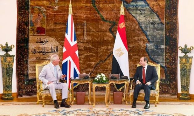 President Abdel Fatah al-Sisi and Prince Charles of Wales at Al Itihadiyah Presidential Palace in Cairo, Egypt on November 18, 2021. Press Photo