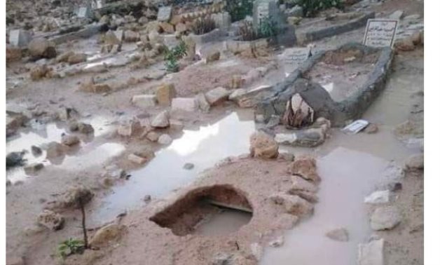 Rainwater inundates tombs in  the Ghout Rabah cemetery, Marsa Matrouh- photo courtesy of "newspaper of Egyptians abroad 