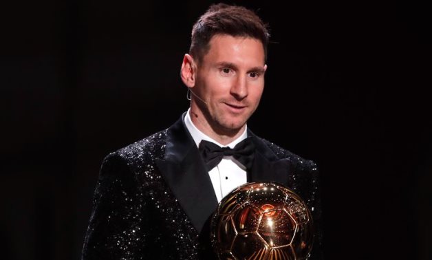 Paris St Germain's Lionel Messi with the Ballon d'Or award REUTERS/Benoit Tessier/File Photo