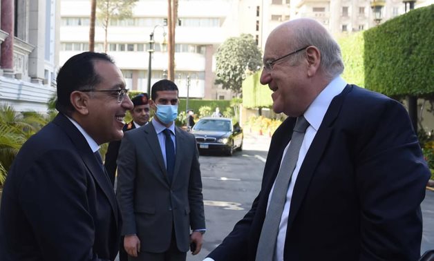 Prime Minister Mostafa Madbouli meets with Lebanon’s Prime Minister Najib Mikati. Egyptian Cabinet