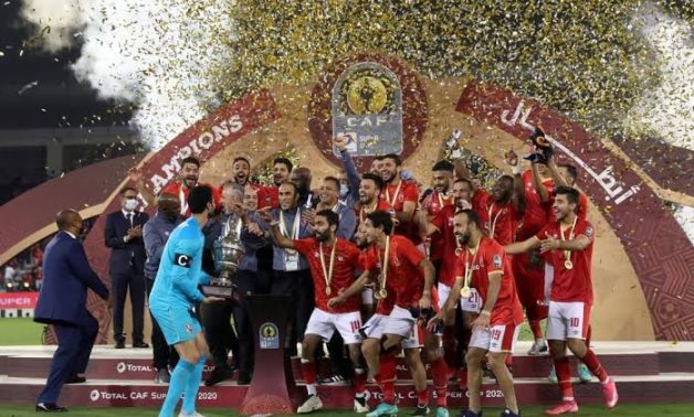 File - Al Ahly players celebrating 2020 CAF Super Cup title, photo courtesy of Al Ahly official website 
