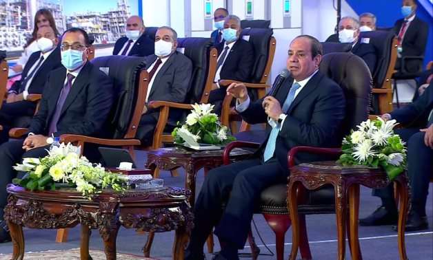 Egypt’s President Abdel Fattah El-Sisi speaks during the inauguration of a number of developmental projects in Upper Egypt – Presidency/Screenshot