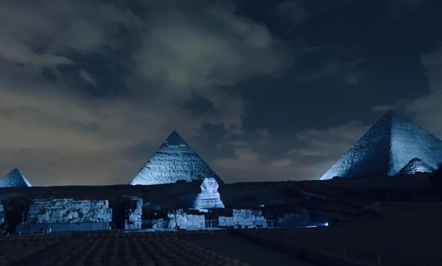 The Pyramids of Giza were lit up in blue, the official color of the UN and UNICEF - Min. of Tourism & Antiquities