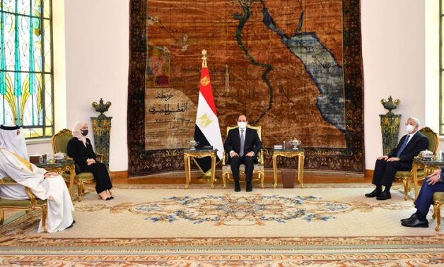 President Abdel Fattah El-Sisi met with Speaker of the Bahraini Council of Representatives Fawzia Zeinal- press photo