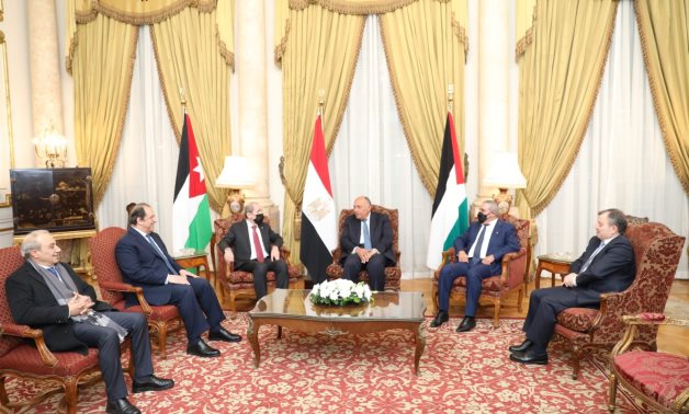 Foreign Ministers and heads of Intelligence services of Egypt,Jordan, and Palestine held a meeting in Cairo on Monday - press photo