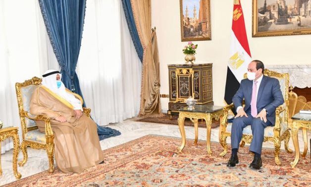 President Abdel Fattah El-Sisi met with the Kuwaiti Ambassador to Egypt, Mohammad Saleh Al-Thuwaikh, whose post in Egypt has ended- press photo