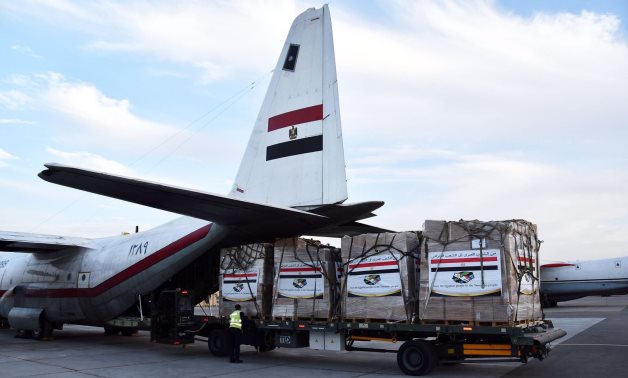 Medical aid to Tanzania while loaded on an Egyptian military aircraft on January 13, 2022. Press Photo