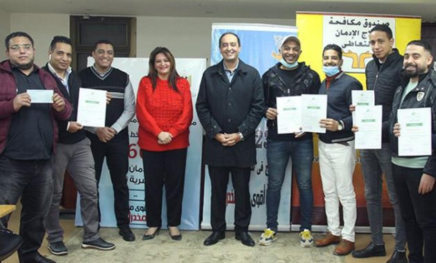 The ceremony held on January 19, 2022 to celebrate providing a new batch of individuals, who recovered from addiction, small loans through Nasser Social Bank. Press Photo