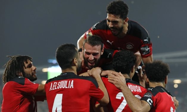 File- Egypt's players celebrate Mohamed Abdelmonem's goal, courtesy of CAF website