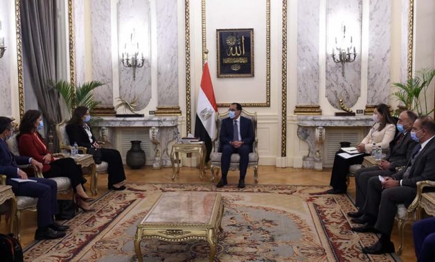 Egyptian Prime Minister Moustafa Madbouli meets with Under-Secretary-General of the UN and Executive Secretary of ESCWA Rola Dashti on Wednesday- press photo
