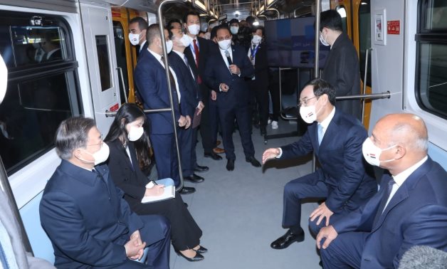 South Korean President Moon Jae-in and his accompanying delegation, who is currently visiting Egypt, inspected the third line of Cairo Metro- press photo