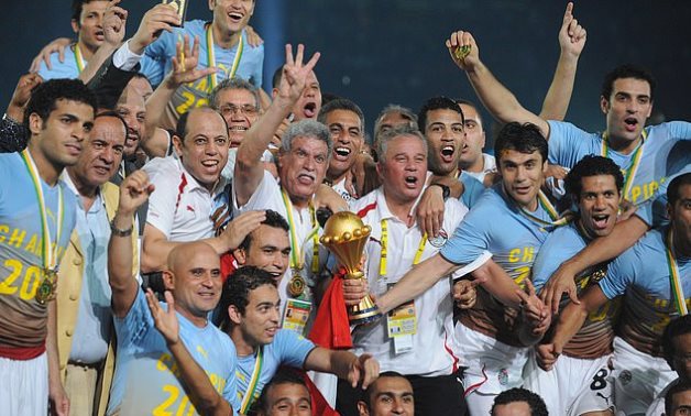 Egyptian soccer team celebrate their third win in a row in the AFCON 2010 held in Angola - Corbis via Getty Images