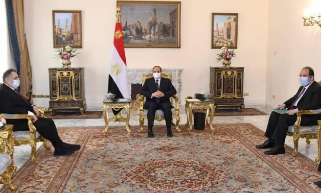 Egypt’s President Abdel Fattah El-Sisi holds a meeting with Mohammed Jassem Al-Sager, Chairman of Kuwait Chamber of Commerce and Industry – Egyptian Presidency 