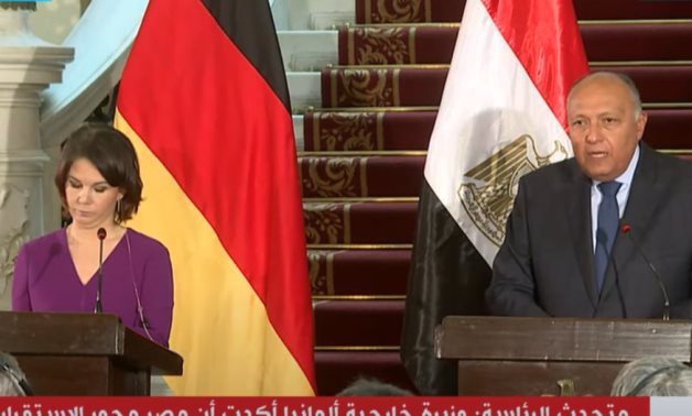 Egyptian and German foreign ministers in a press conference Feb. 12, 2022 - Youtube still
