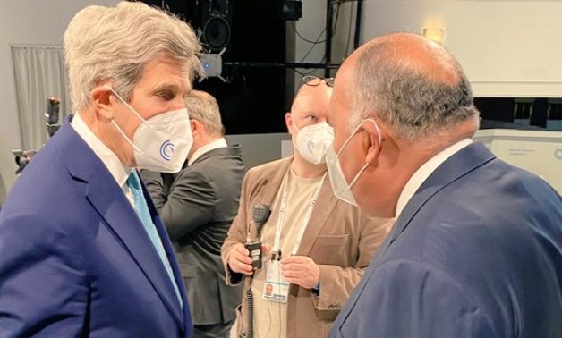 On the sidelines of the MSC on Saturday, Egyptian FM & the COP 27 President-Designate Sameh Shoukry held a cordial conversation with US Special Presidential Envoy for Climate John Kerry- press photo