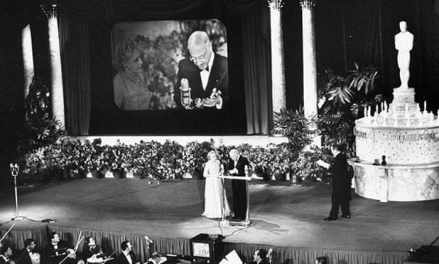 Cecil B DeMille accepts the award for best picture for The Greatest Show on Earth from Mary Pickford. 1953 was the first televised Academy Awards /JREyerman/Time&LifePictures/GettyImage