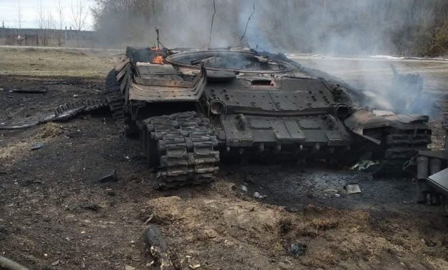 A military tank was destroyed by Russian forces- photo courtesy of the Ukrainian Armed Forces