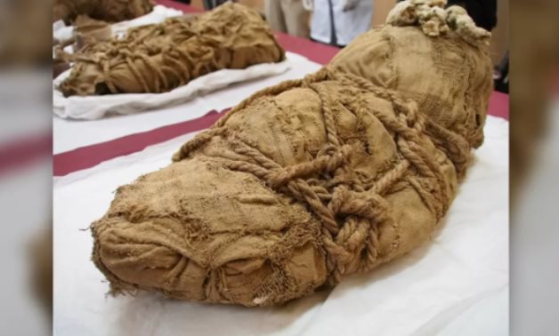 A funerary bundle of a recently found child mummy from the Cajamarquilla Archaeological Complex in Peru.  (Image credit: Carlos Garcia Granthon/Fotoholica Press/LightRocket via Getty Images)