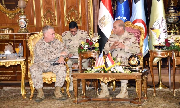 Egypt’s Defense Minister Mohamed Zaki meets with Commander of US Central Command Frank McKenzi in February – Egyptian Army spox