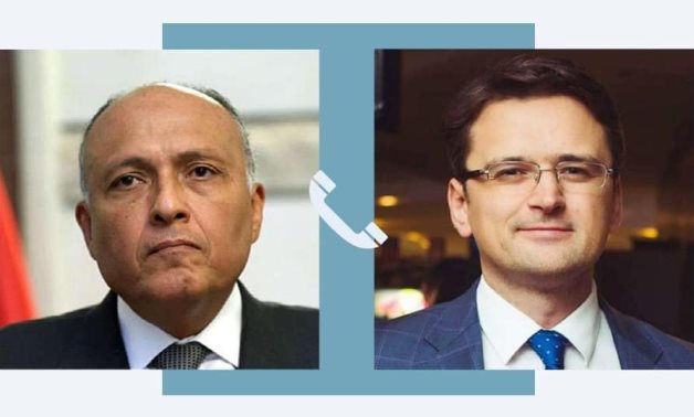 Photos of Minister of Foreign Affairs Sameh Shokry and his Ukrainian counterpart Dmytro Kuleba – Courtesy of Egyptian Ministry of Foreign Affairs 