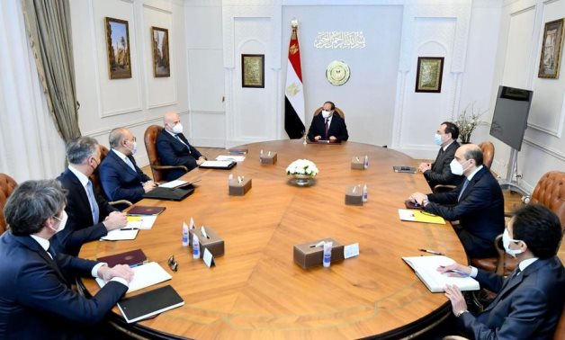 Meeting of President Abdel Fatah al-Sisi and Eni CEO Claudio Descalizi in Cairo, Egypt on March 31, 2022. Press Photo